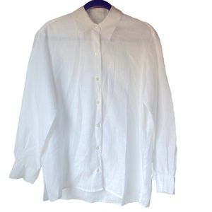 Liz Claiborne Lizsport White Linen Button Down Shirt, Oversized Size Small